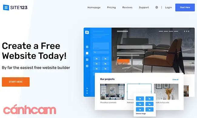 cách tạo website miễn phí từ Site123