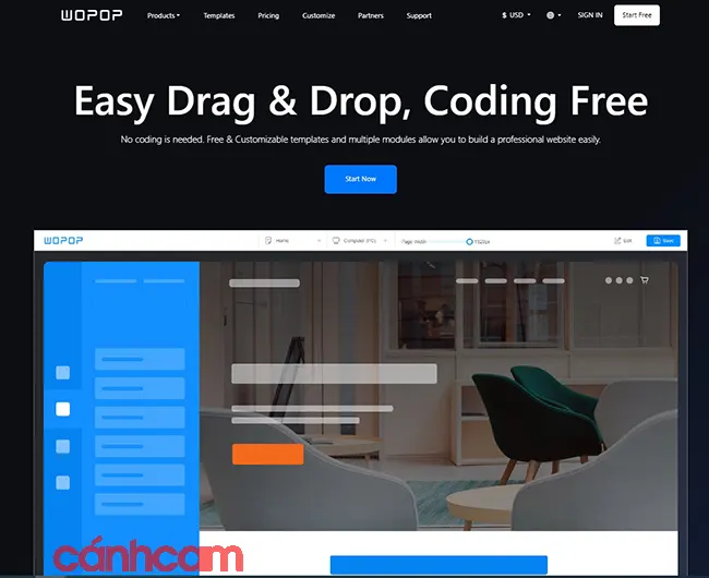 cách tạo website miễn phí bằng Wopop