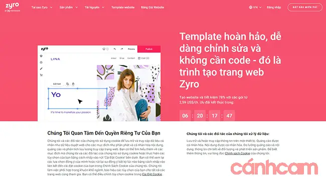 cách tạo website miễn phí từ Zyro