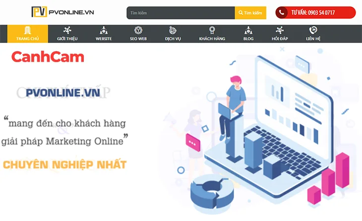 Pvonline thiết kế website tại Quảng Ngãi