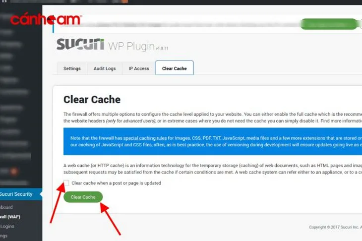 Xóa Cache trong Sucuri