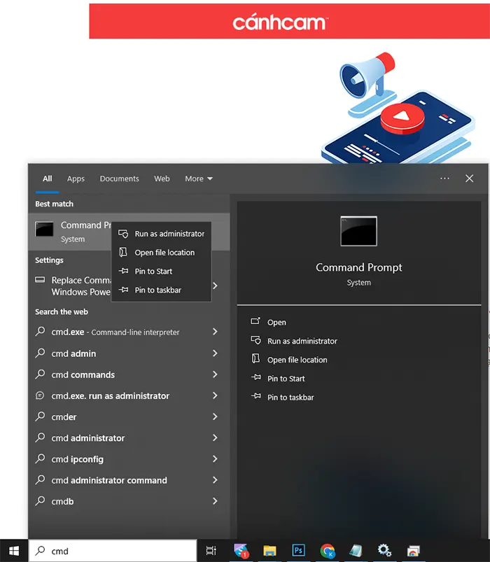 Truy cập command prompt xóa DNS sửa lỗi 502 bad gateway