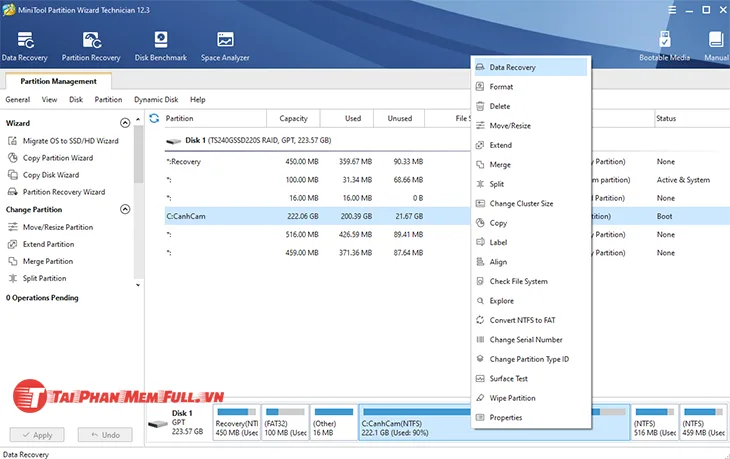 Hướng dẫn sử dụng MiniTool Partition Wizardchi