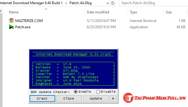 Hướng dẫn crack IDM bước 6 chạy file patch