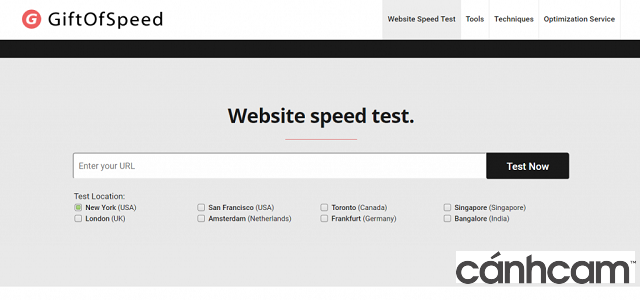 GiftOfSpeed công cụ trực tuyến kiểm tra tốc độ website tốt nhất