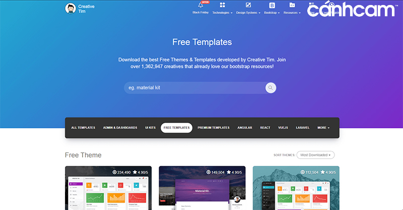 Creative Tim mẫu template website miễn phí