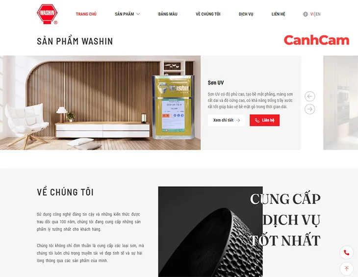 Washin thiết kế website bán sơn tại Cánh Cam