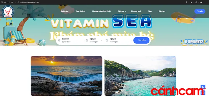 mẫu website du lịch Văn Khoa được thiết kế bởi Cánh Cam