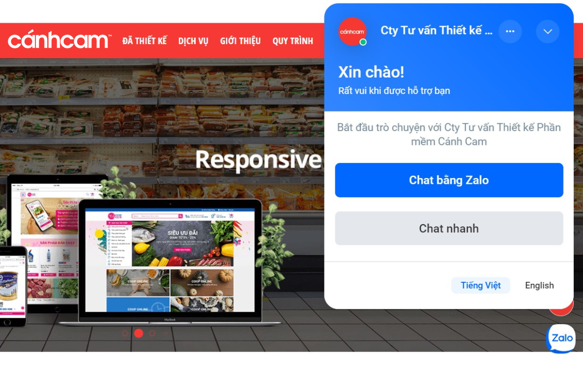 Nếu góc phải website có hiện cửa sổ mini Zalo chat thì bạn đã thành công