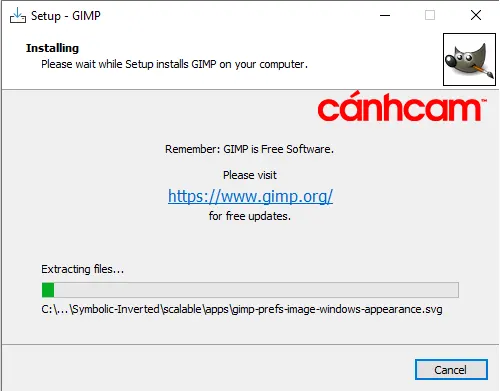quá trình cài đặt GIMP