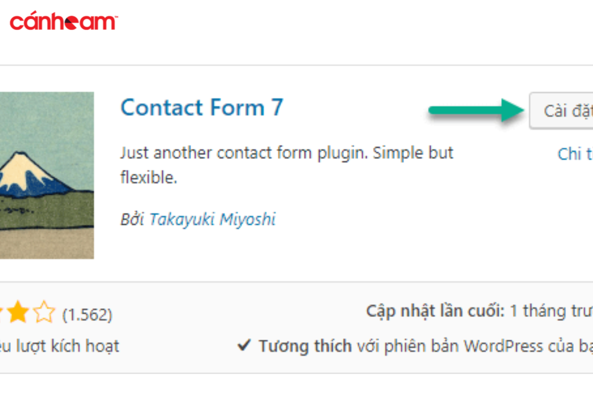 Sau khi tìm được kết quả “Contact Form 7”, bạn Click Cài đặt → Kích hoạt.